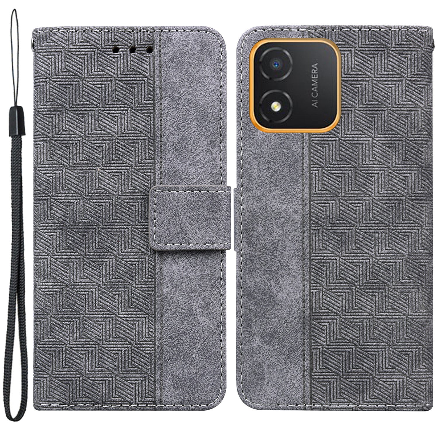 For Honor X5 4G Geometry Pattern Imprinted Leather Phone Case Wallet Stand Cover