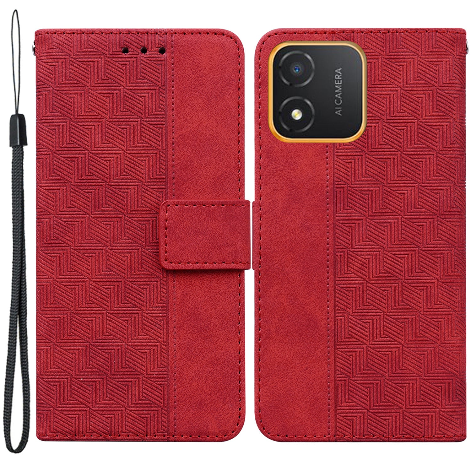 For Honor X5 4G Geometry Pattern Imprinted Leather Phone Case Wallet Stand Cover