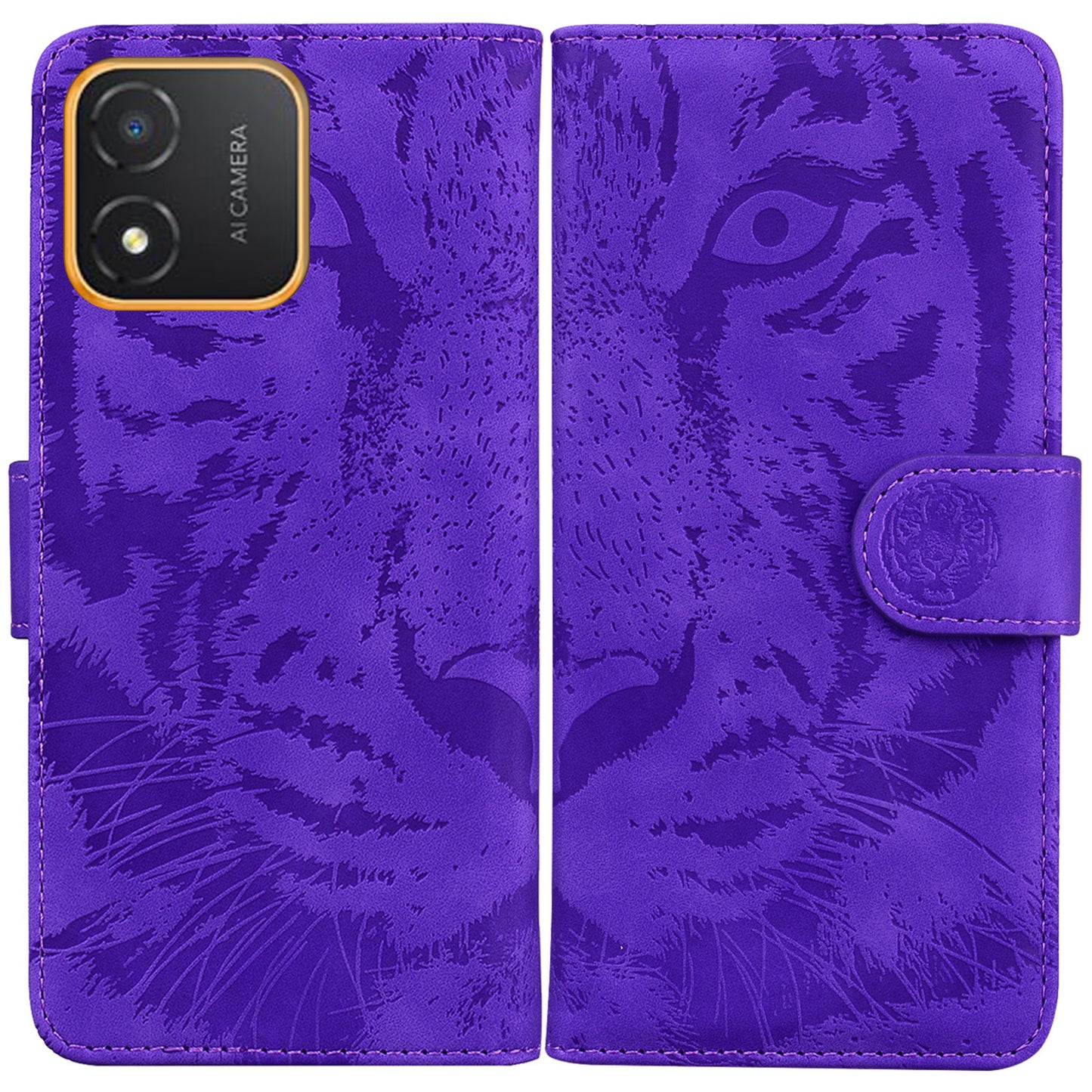 Tiger Imprinted Shell for Honor X5 4G PU Leather Wallet Stand Case Shockproof Phone Cover