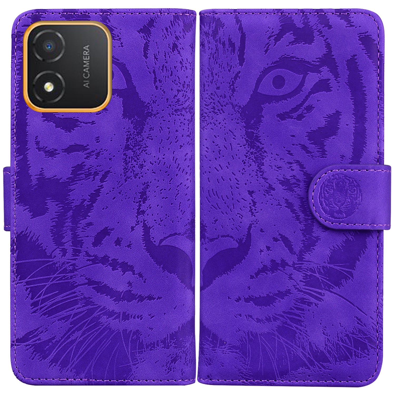 Tiger Imprinted Shell for Honor X5 4G PU Leather Wallet Stand Case Shockproof Phone Cover