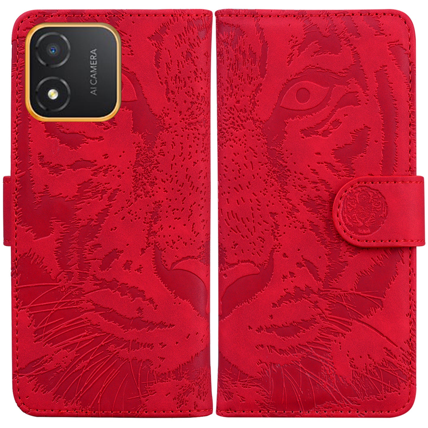 Tiger Imprinted Shell for Honor X5 4G PU Leather Wallet Stand Case Shockproof Phone Cover