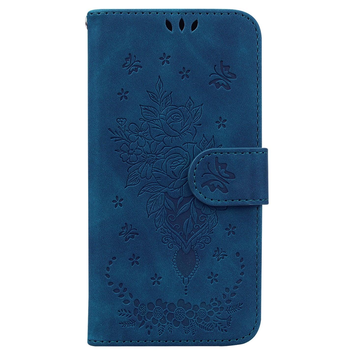 Leather Stand Wallet Phone Case for Samsung Galaxy M14 5G , Imprinted Rose Butterfly Phone Cover