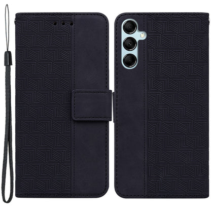 For Samsung Galaxy M14 5G Phone Case PU Leather Wallet Stand Geometry Pattern Imprinted Cover