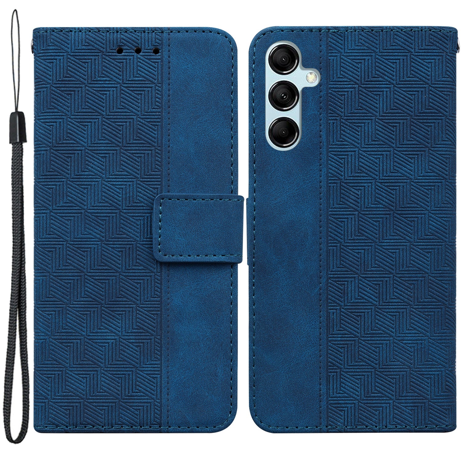 For Samsung Galaxy M14 5G Phone Case PU Leather Wallet Stand Geometry Pattern Imprinted Cover