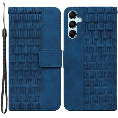 For Samsung Galaxy M14 5G Phone Case PU Leather Wallet Stand Geometry Pattern Imprinted Cover