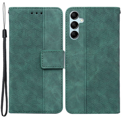 For Samsung Galaxy M14 5G Phone Case PU Leather Wallet Stand Geometry Pattern Imprinted Cover