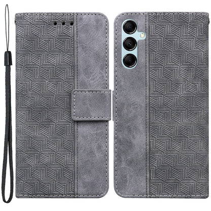 For Samsung Galaxy M14 5G Phone Case PU Leather Wallet Stand Geometry Pattern Imprinted Cover