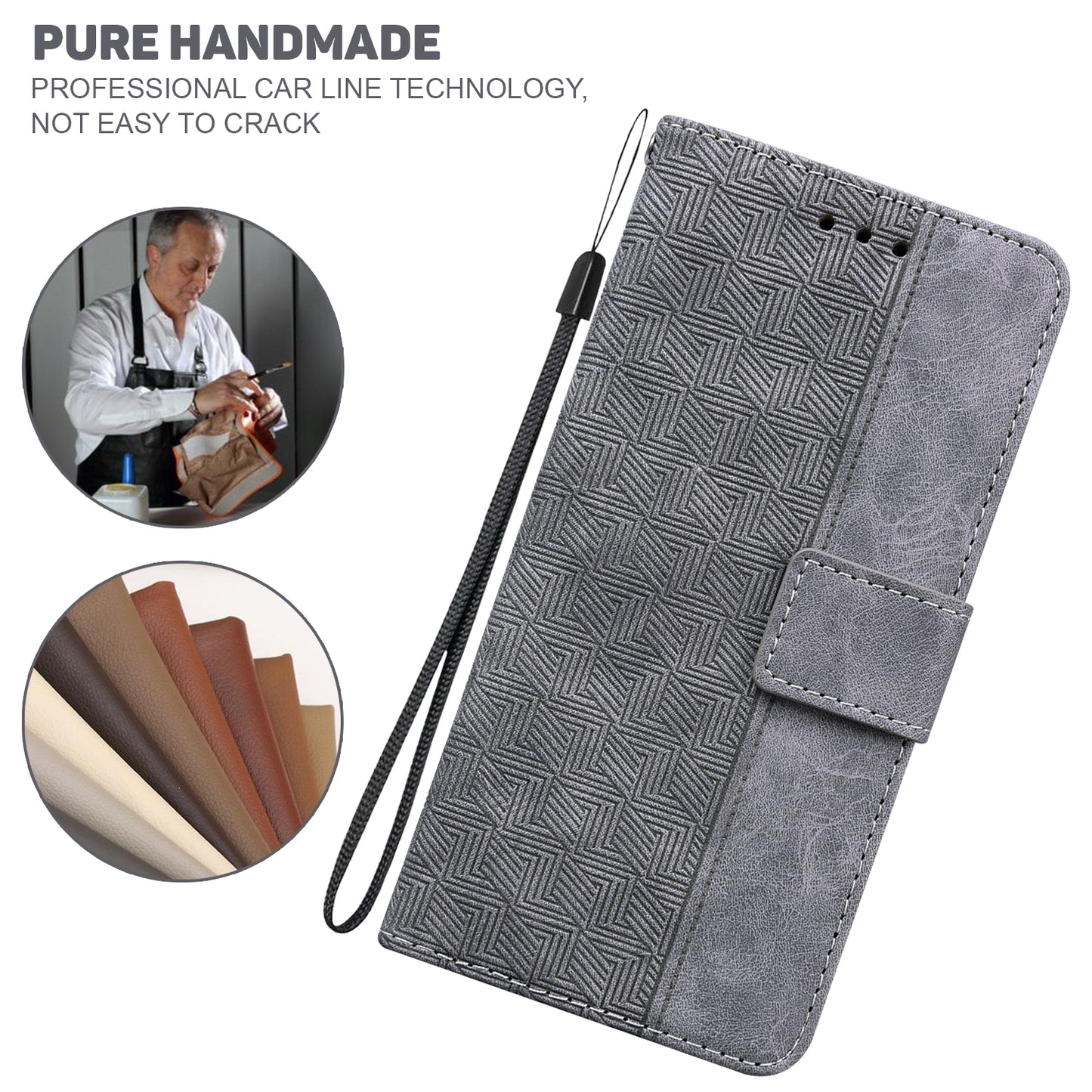 For Samsung Galaxy M14 5G Phone Case PU Leather Wallet Stand Geometry Pattern Imprinted Cover
