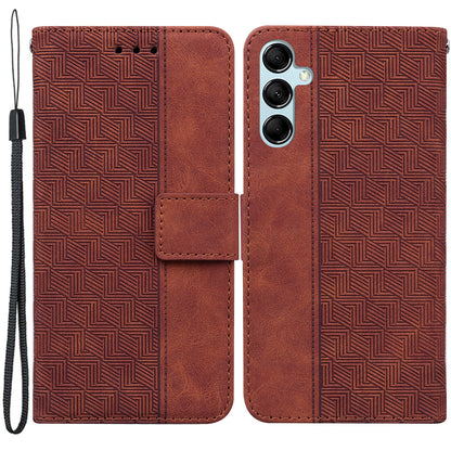 For Samsung Galaxy M14 5G Phone Case PU Leather Wallet Stand Geometry Pattern Imprinted Cover