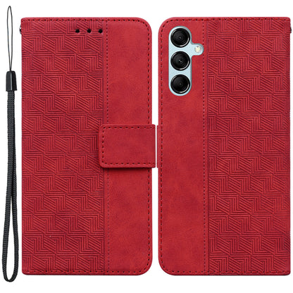 For Samsung Galaxy M14 5G Phone Case PU Leather Wallet Stand Geometry Pattern Imprinted Cover