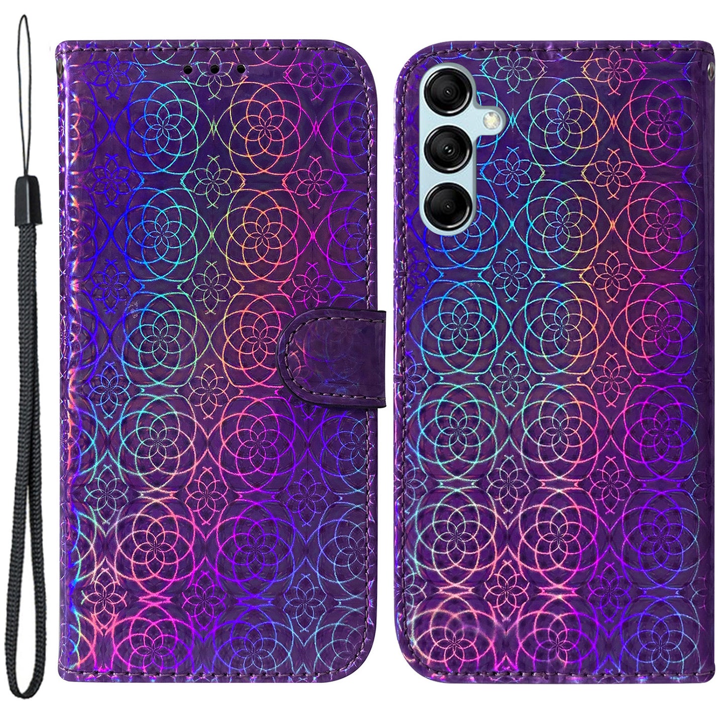 Phone Case for Samsung Galaxy M14 5G , Wallet Dazzling Flower Pattern PU Leather Flip Stand Phone Shell