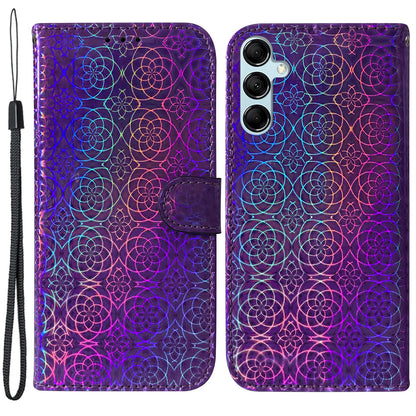 Phone Case for Samsung Galaxy M14 5G , Wallet Dazzling Flower Pattern PU Leather Flip Stand Phone Shell