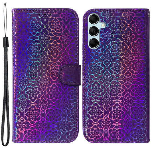 Phone Case for Samsung Galaxy M14 5G , Wallet Dazzling Flower Pattern PU Leather Flip Stand Phone Shell