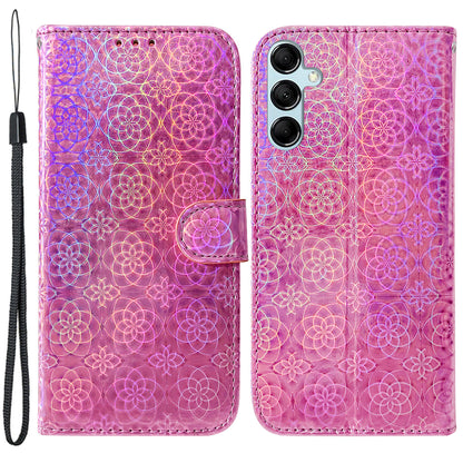 Phone Case for Samsung Galaxy M14 5G , Wallet Dazzling Flower Pattern PU Leather Flip Stand Phone Shell
