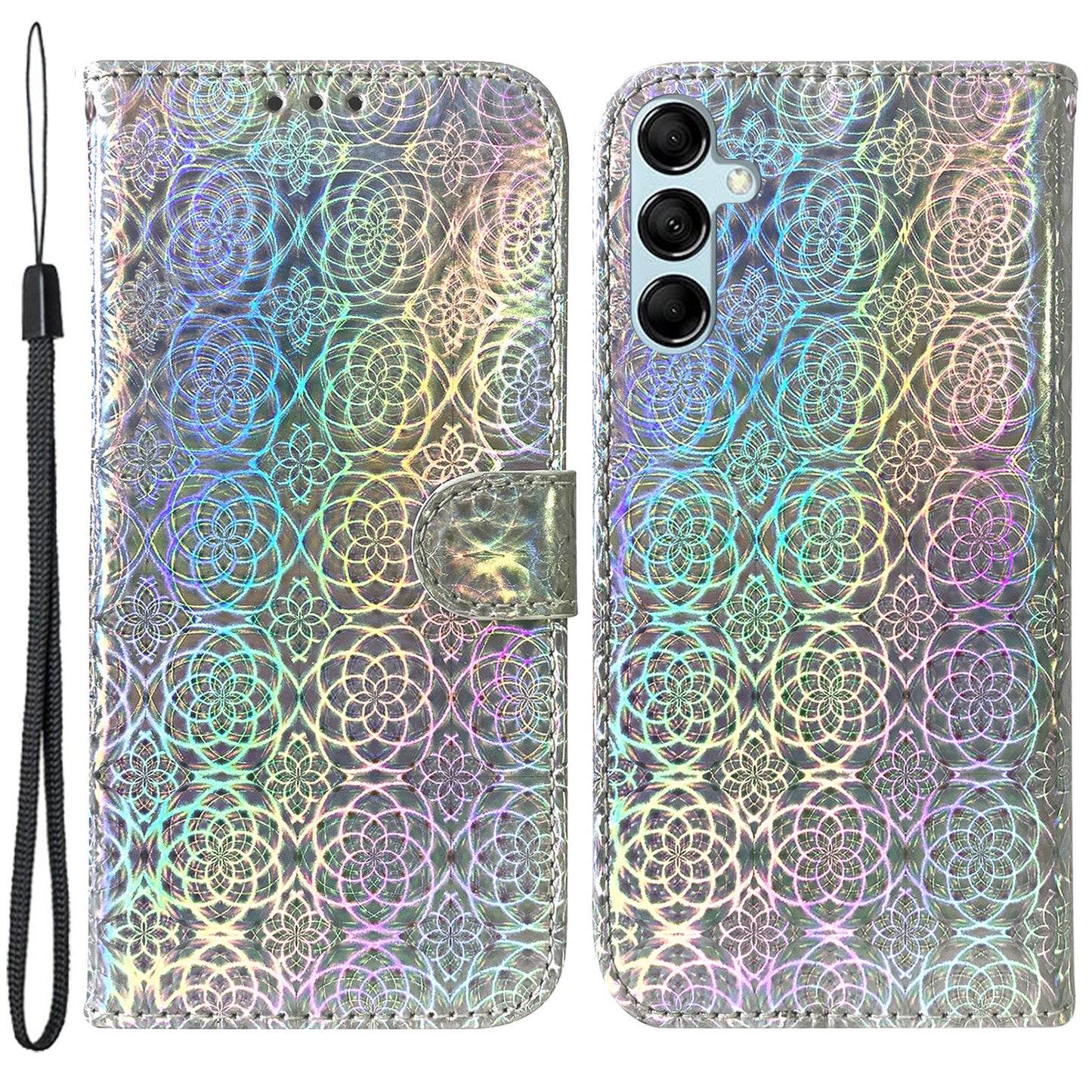 Phone Case for Samsung Galaxy M14 5G , Wallet Dazzling Flower Pattern PU Leather Flip Stand Phone Shell
