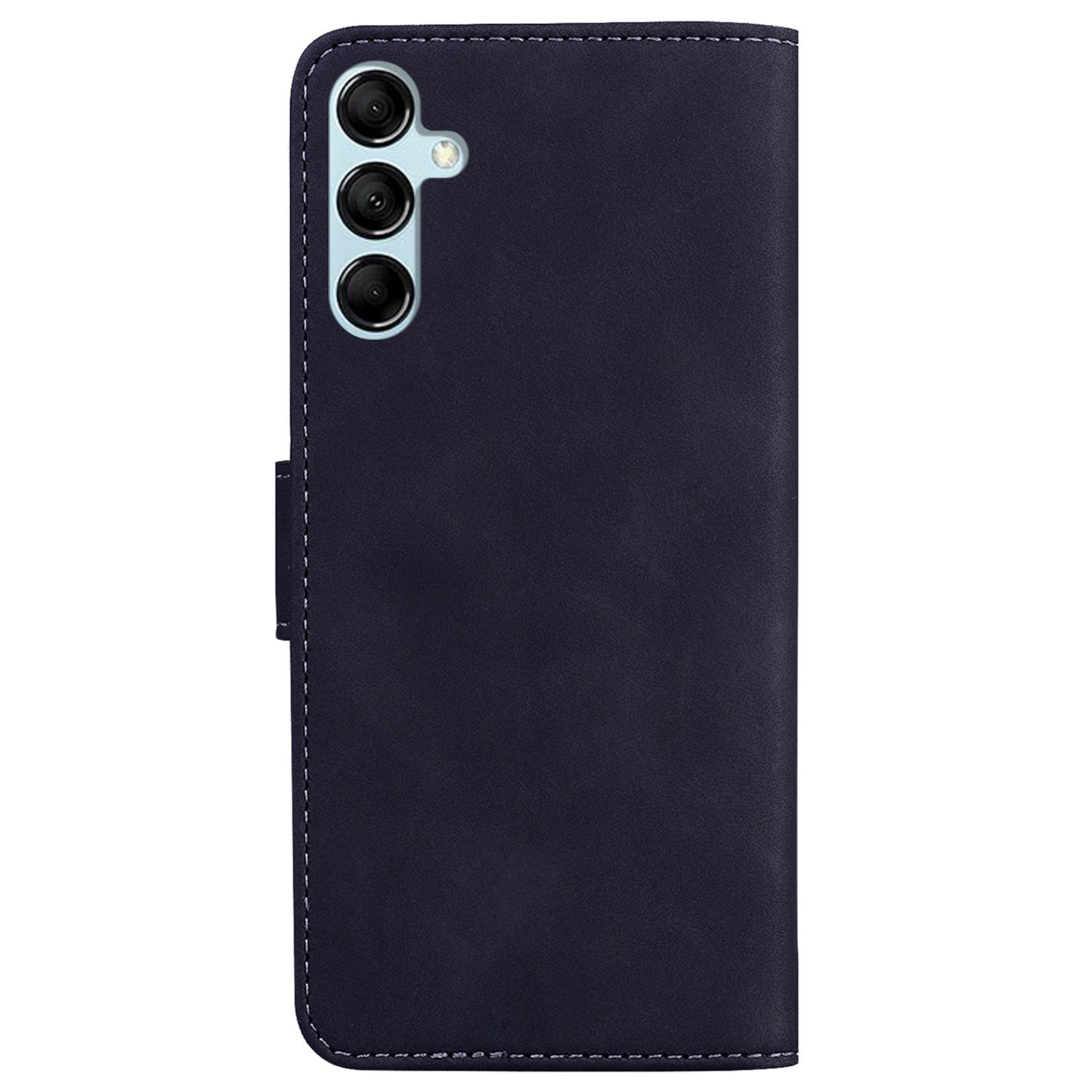 Solid Color Phone Case for Samsung Galaxy M14 5G Scratch Resistant PU Leather Wallet Stand Cover