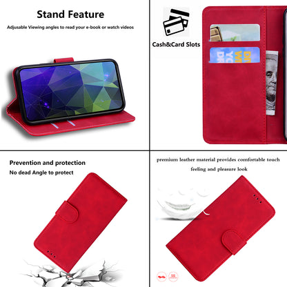 Solid Color Phone Case for Samsung Galaxy M14 5G Scratch Resistant PU Leather Wallet Stand Cover