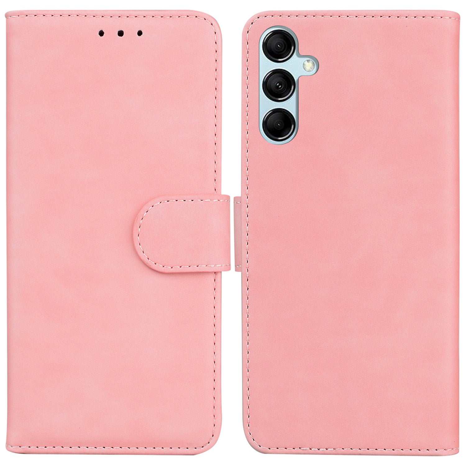 Solid Color Phone Case for Samsung Galaxy M14 5G Scratch Resistant PU Leather Wallet Stand Cover