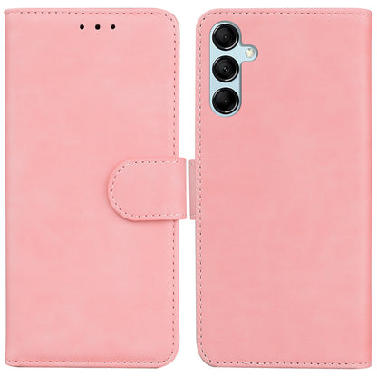 Solid Color Phone Case for Samsung Galaxy M14 5G Scratch Resistant PU Leather Wallet Stand Cover