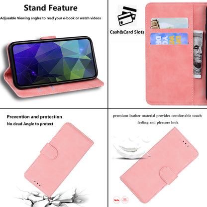 Solid Color Phone Case for Samsung Galaxy M14 5G Scratch Resistant PU Leather Wallet Stand Cover
