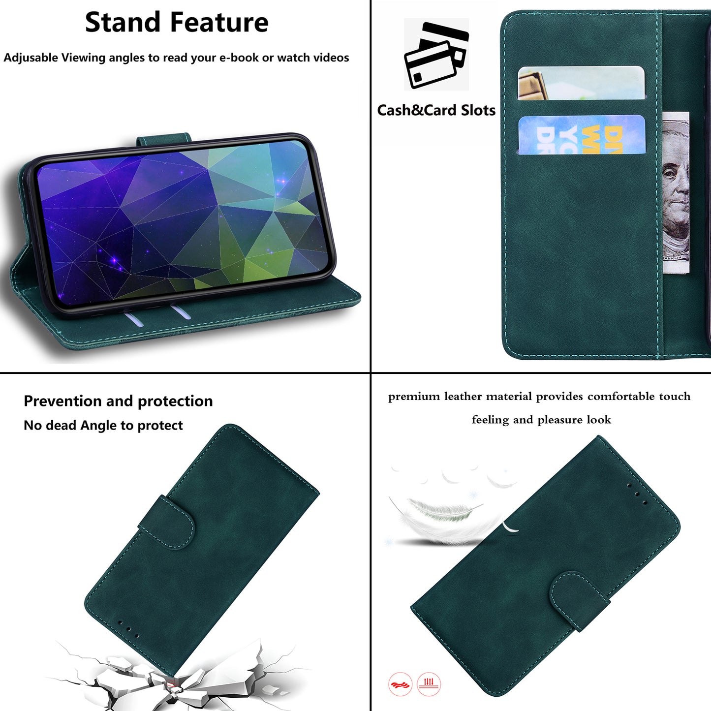 Solid Color Phone Case for Samsung Galaxy M14 5G Scratch Resistant PU Leather Wallet Stand Cover
