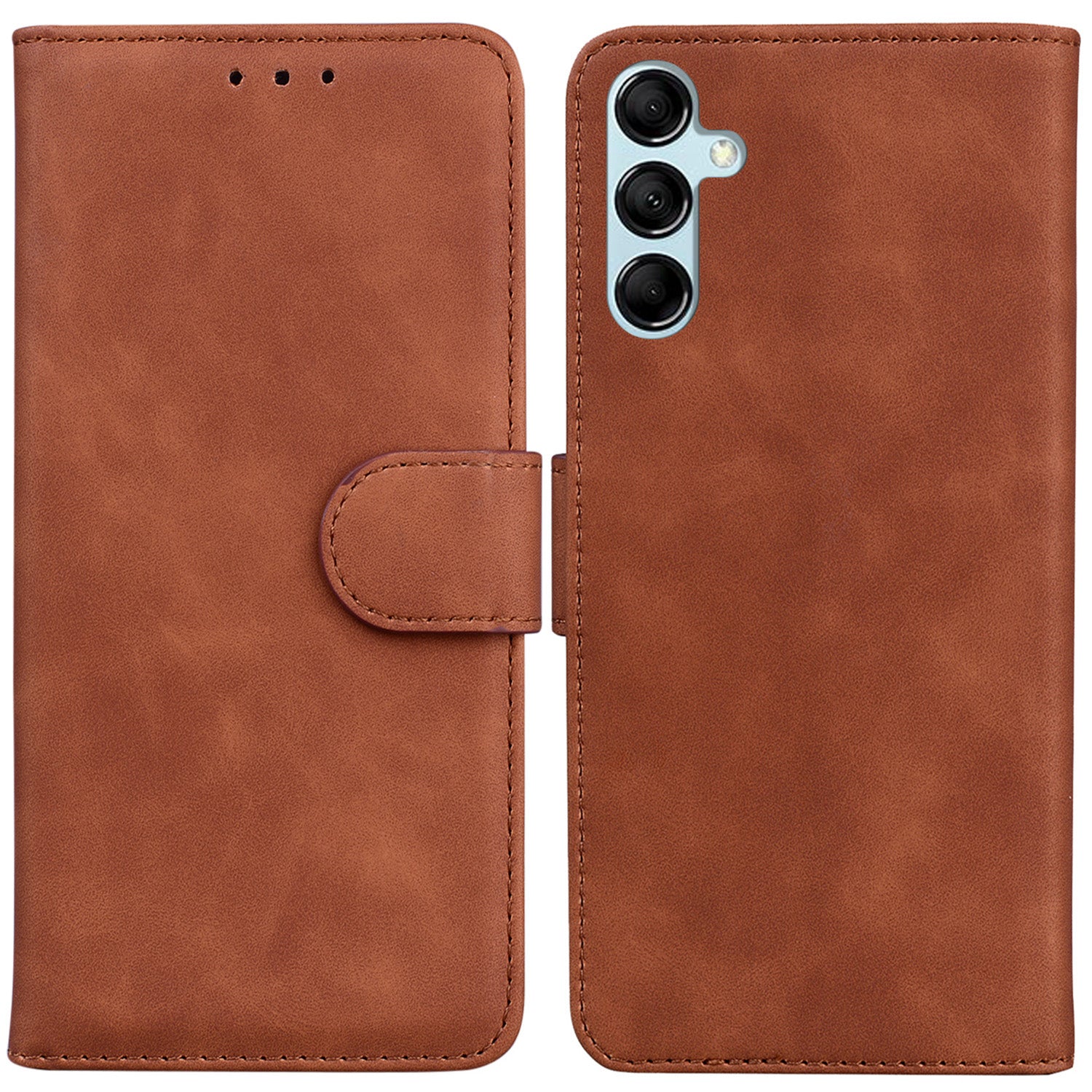 Solid Color Phone Case for Samsung Galaxy M14 5G Scratch Resistant PU Leather Wallet Stand Cover