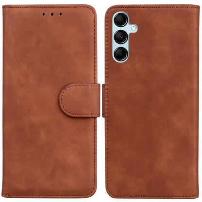 Solid Color Phone Case for Samsung Galaxy M14 5G Scratch Resistant PU Leather Wallet Stand Cover