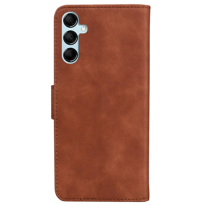 Solid Color Phone Case for Samsung Galaxy M14 5G Scratch Resistant PU Leather Wallet Stand Cover