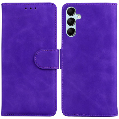 Solid Color Phone Case for Samsung Galaxy M14 5G Scratch Resistant PU Leather Wallet Stand Cover