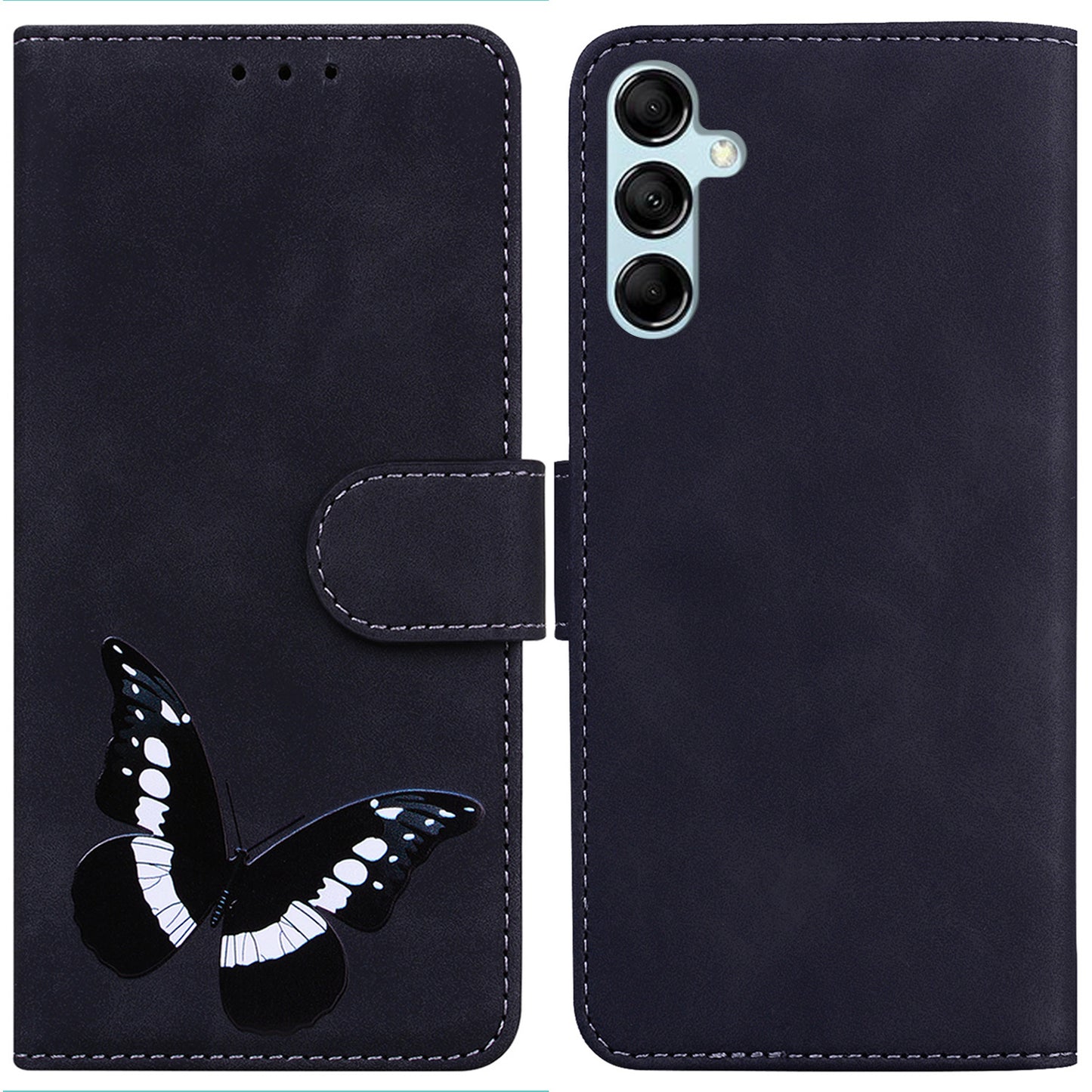 Skin-touch Wallet Cover for Samsung Galaxy M14 5G Butterfly Printing PU Leather Flip Stand Phone Case