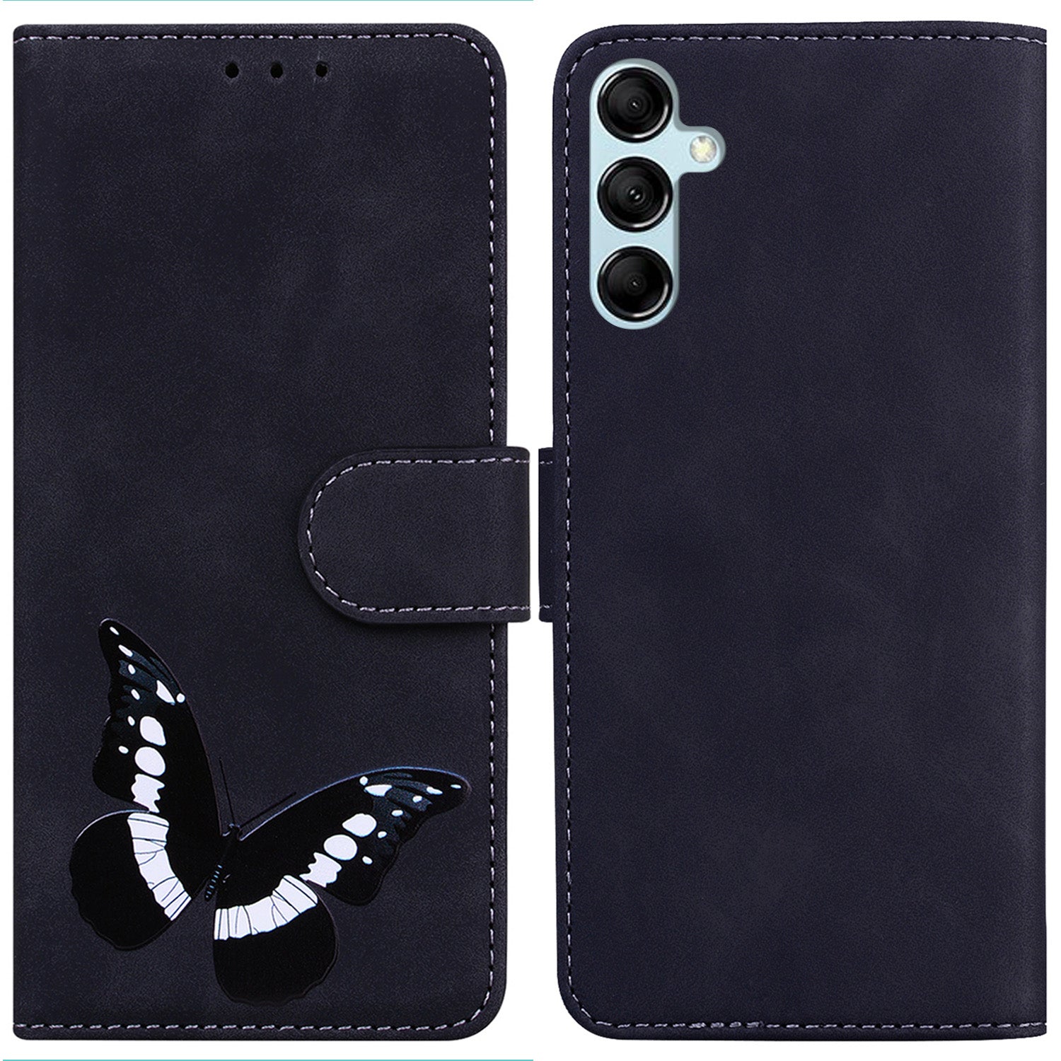 Skin-touch Wallet Cover for Samsung Galaxy M14 5G Butterfly Printing PU Leather Flip Stand Phone Case