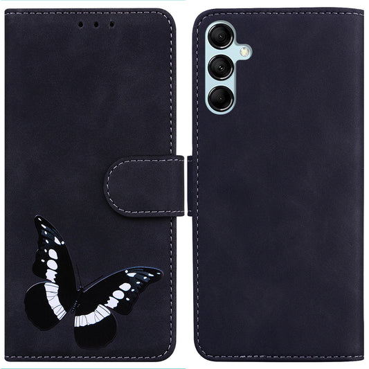 Skin-touch Wallet Cover for Samsung Galaxy M14 5G Butterfly Printing PU Leather Flip Stand Phone Case