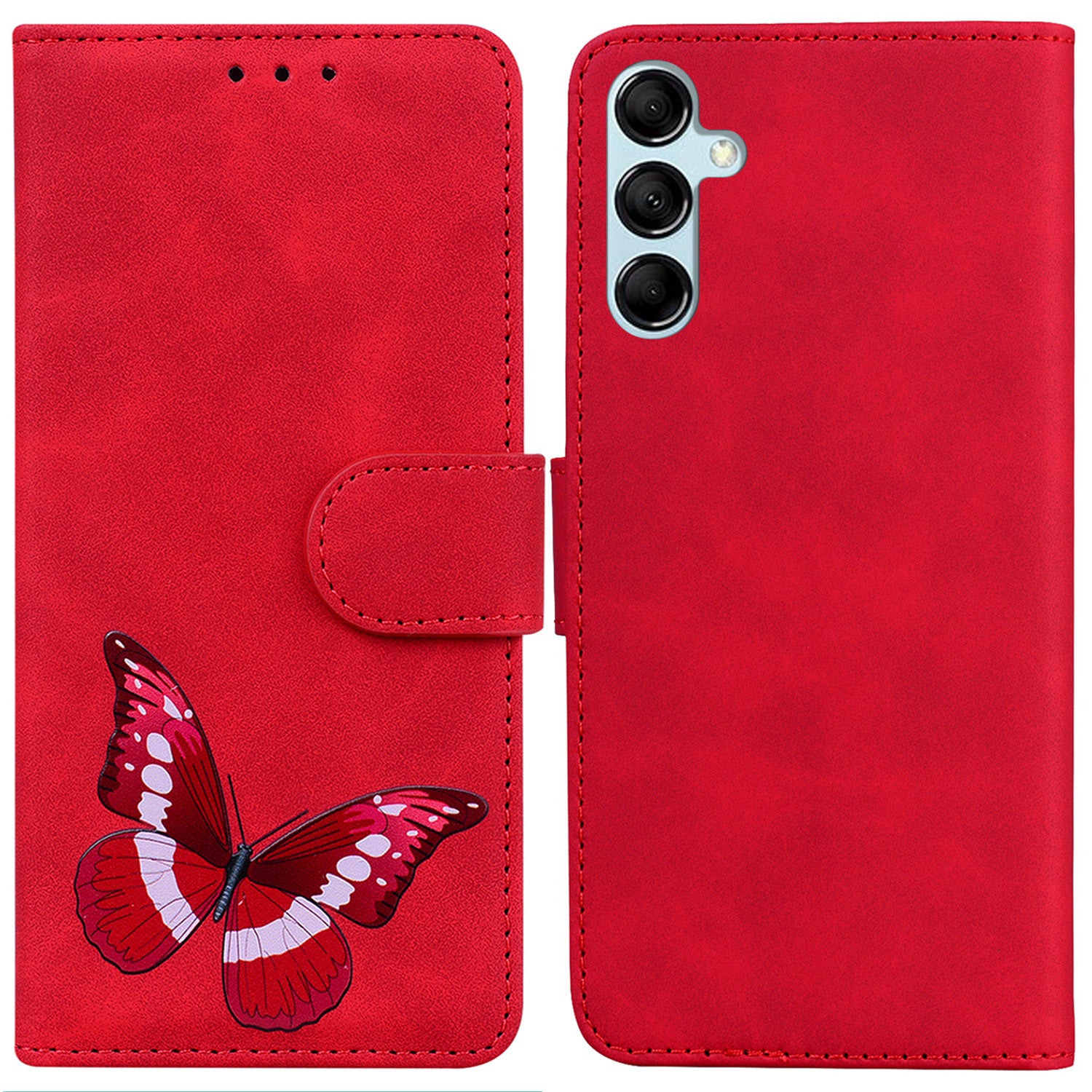 Skin-touch Wallet Cover for Samsung Galaxy M14 5G Butterfly Printing PU Leather Flip Stand Phone Case
