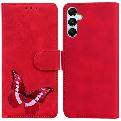 Skin-touch Wallet Cover for Samsung Galaxy M14 5G Butterfly Printing PU Leather Flip Stand Phone Case