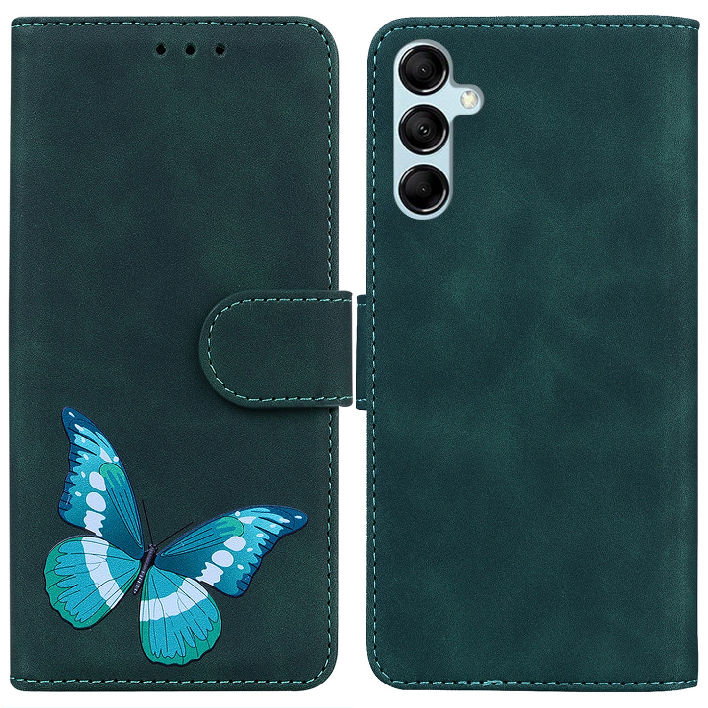 Skin-touch Wallet Cover for Samsung Galaxy M14 5G Butterfly Printing PU Leather Flip Stand Phone Case