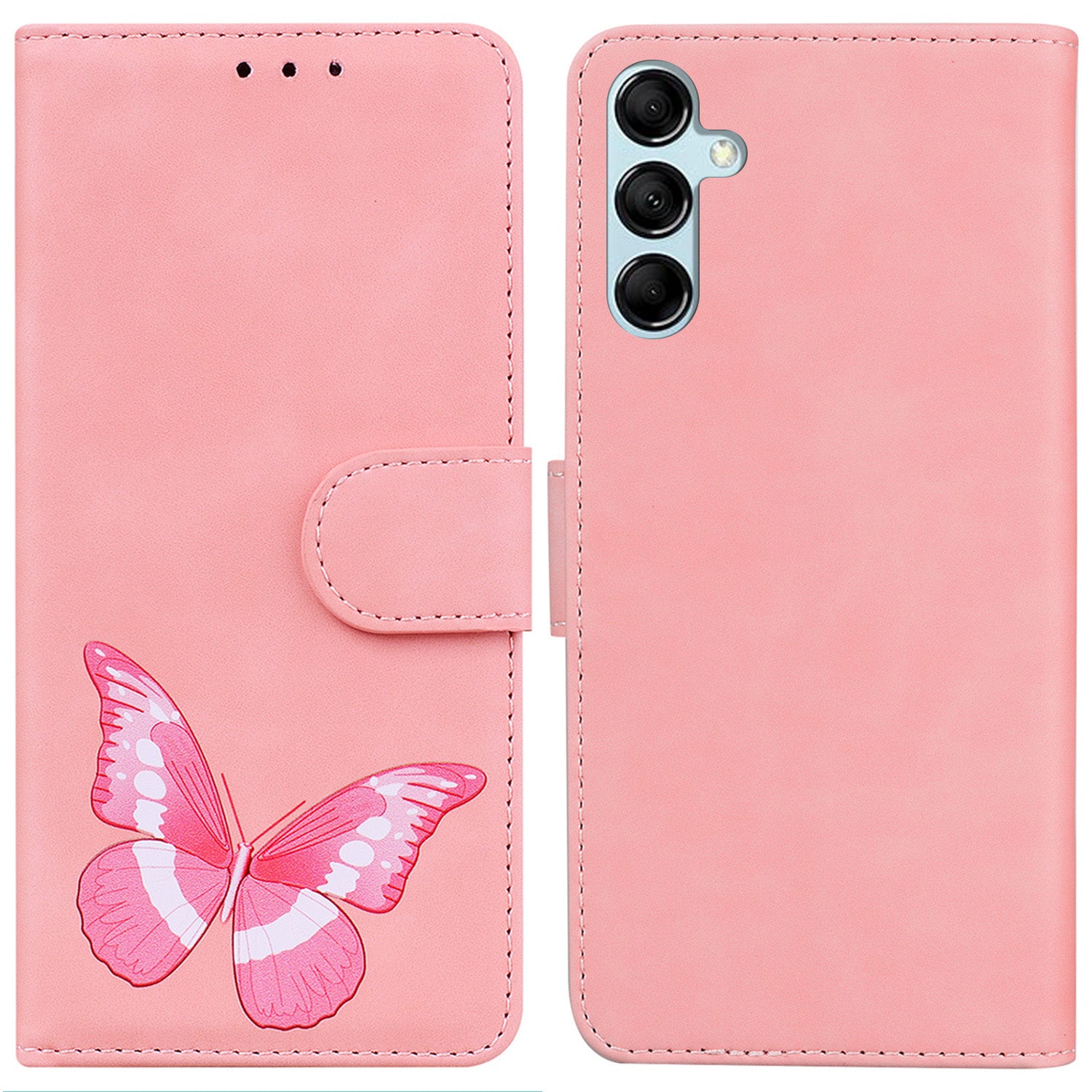 Skin-touch Wallet Cover for Samsung Galaxy M14 5G Butterfly Printing PU Leather Flip Stand Phone Case