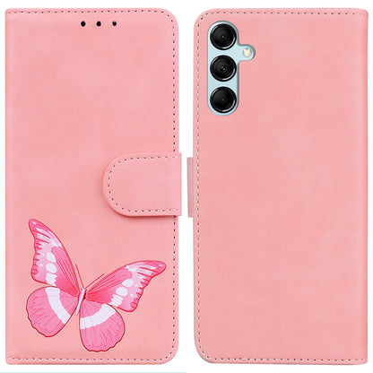 Skin-touch Wallet Cover for Samsung Galaxy M14 5G Butterfly Printing PU Leather Flip Stand Phone Case