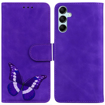 Skin-touch Wallet Cover for Samsung Galaxy M14 5G Butterfly Printing PU Leather Flip Stand Phone Case