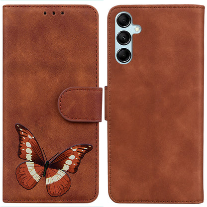 Skin-touch Wallet Cover for Samsung Galaxy M14 5G Butterfly Printing PU Leather Flip Stand Phone Case