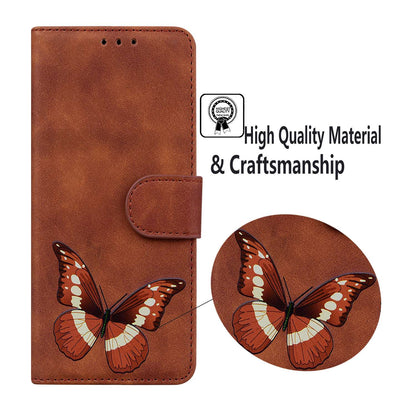 Skin-touch Wallet Cover for Samsung Galaxy M14 5G Butterfly Printing PU Leather Flip Stand Phone Case