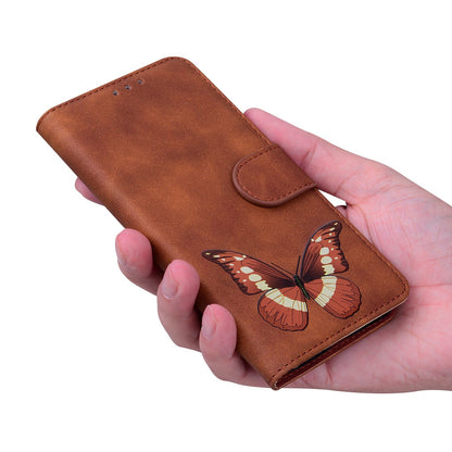 Skin-touch Wallet Cover for Samsung Galaxy M14 5G Butterfly Printing PU Leather Flip Stand Phone Case