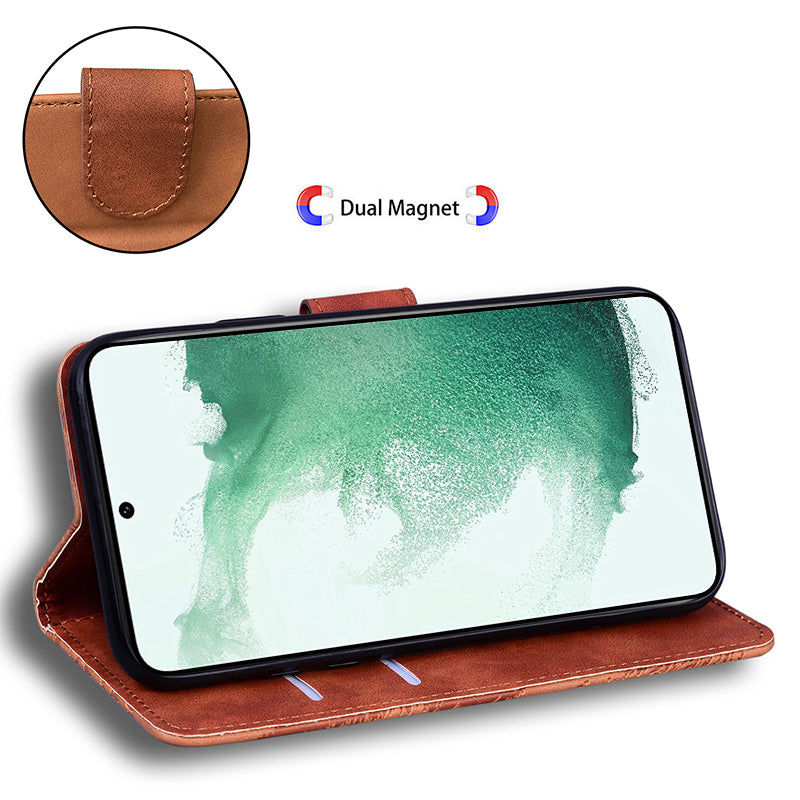 Tiger Imprinted Shell for Samsung Galaxy M14 5G Shockproof PU Leather Wallet Stand Case Phone Cover