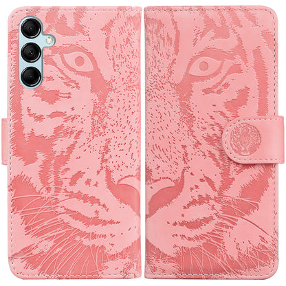 Tiger Imprinted Shell for Samsung Galaxy M14 5G Shockproof PU Leather Wallet Stand Case Phone Cover