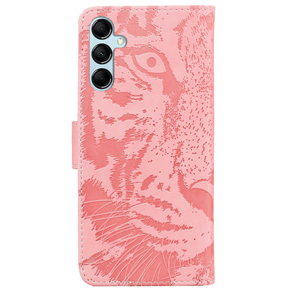 Tiger Imprinted Shell for Samsung Galaxy M14 5G Shockproof PU Leather Wallet Stand Case Phone Cover