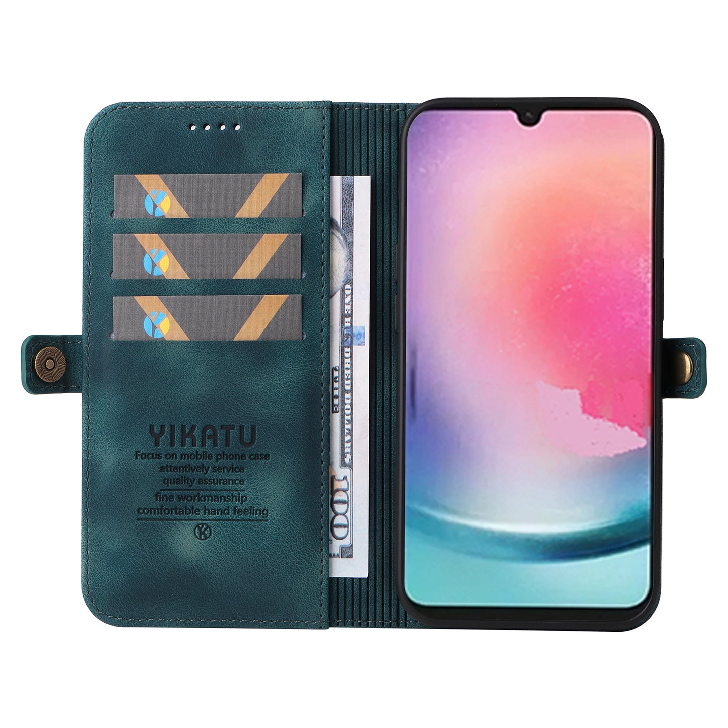 YIKATU YK-002 For Samsung Galaxy A24 4G PU Leather Wallet Phone Cover Skin-Touch Shockproof Phone Case with Card Slot