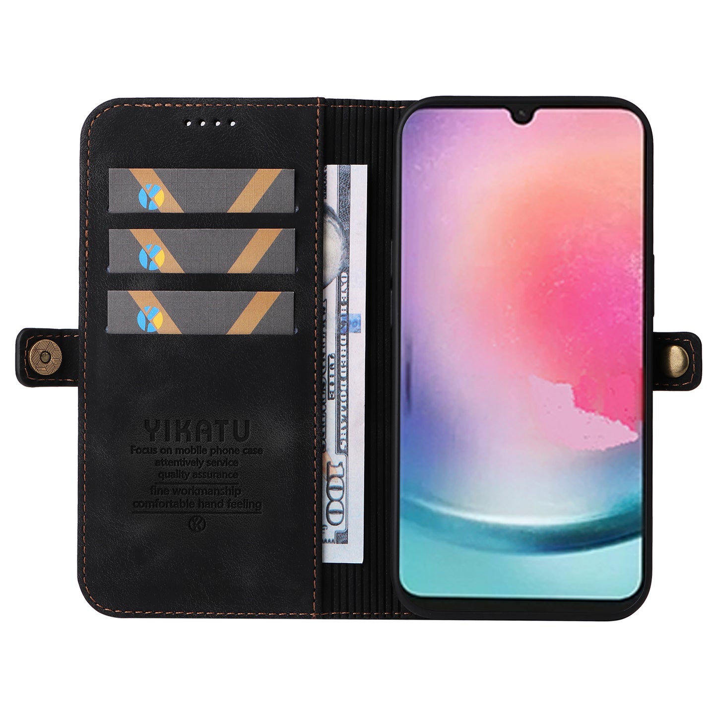 YIKATU YK-002 For Samsung Galaxy A24 4G PU Leather Wallet Phone Cover Skin-Touch Shockproof Phone Case with Card Slot