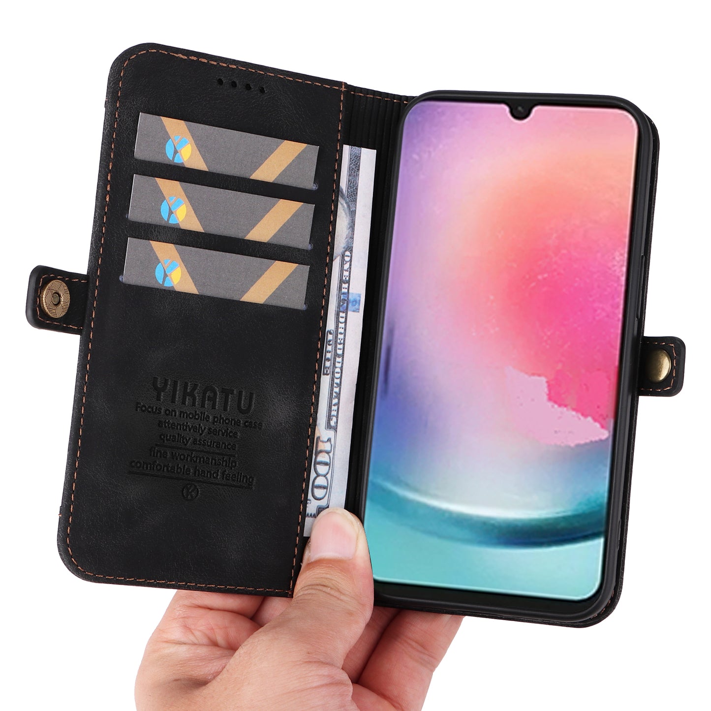 YIKATU YK-002 For Samsung Galaxy A24 4G PU Leather Wallet Phone Cover Skin-Touch Shockproof Phone Case with Card Slot
