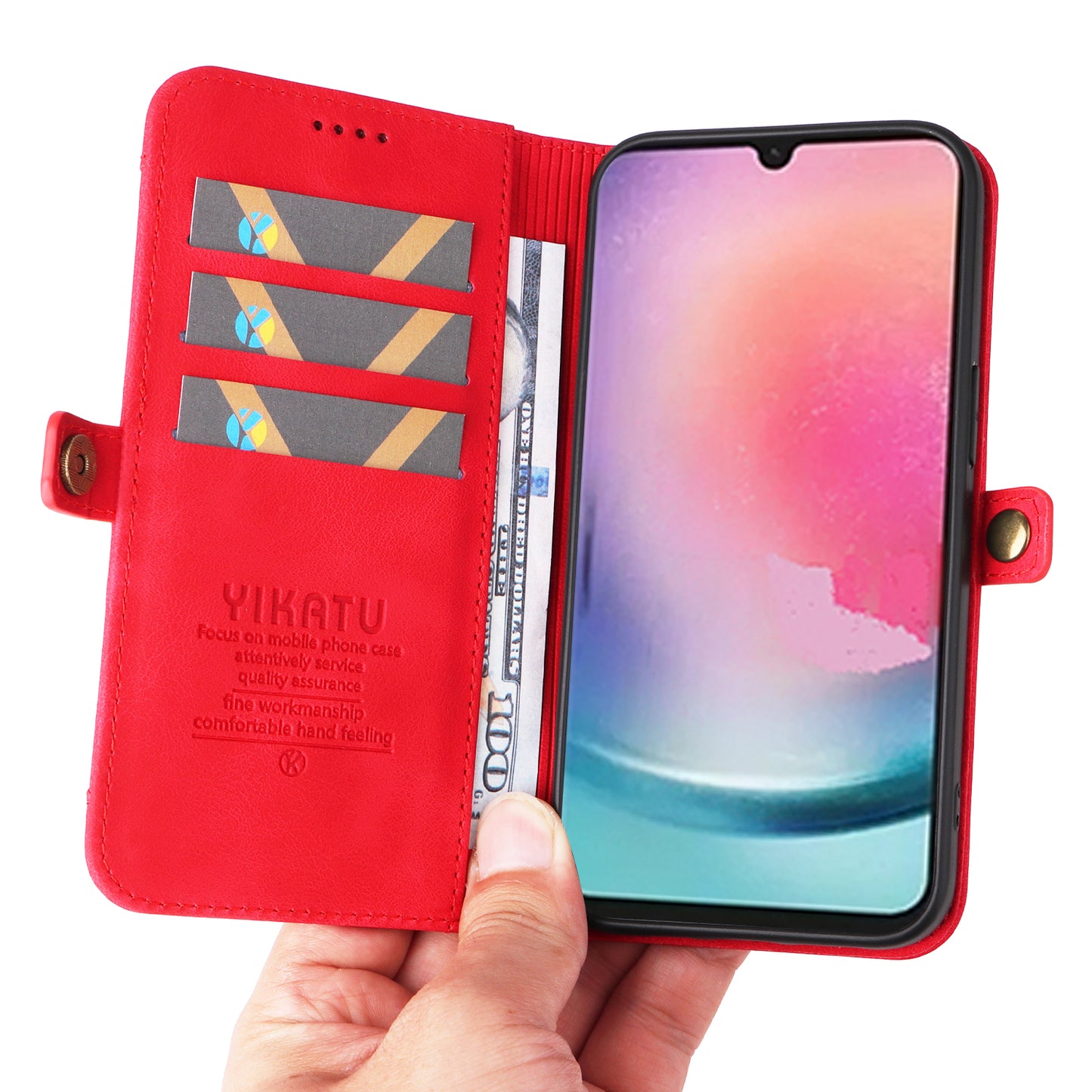 YIKATU YK-002 For Samsung Galaxy A24 4G PU Leather Wallet Phone Cover Skin-Touch Shockproof Phone Case with Card Slot