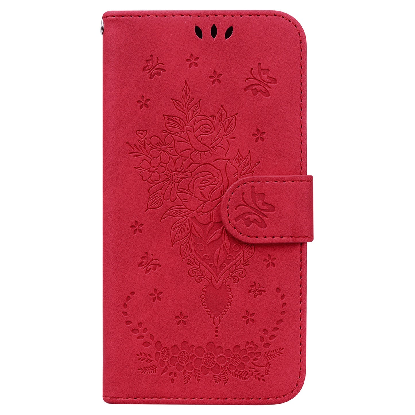 For Nokia G22 Smartphone Cover Phone Stand Case Rose Butterfly Imprinted PU Leather Wallet Phone Shell