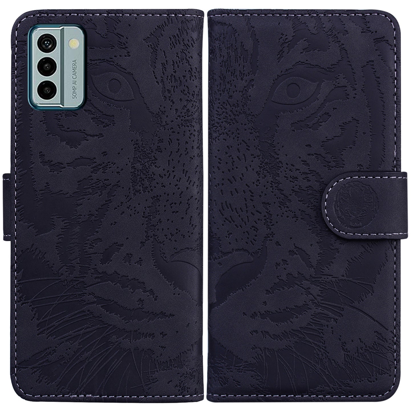 Tiger Imprinted PU Leather Shell for Nokia G22 Wallet Stand Case Shockproof Phone Cover